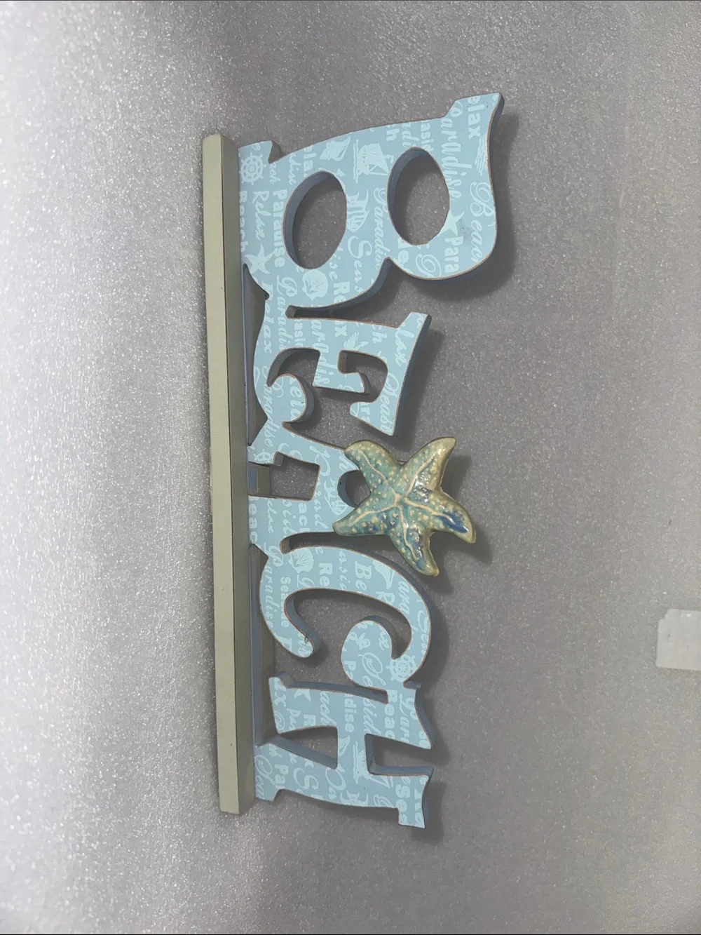 Beach Wooden Wall Decor - Light Blue and Cream Coastal Sign